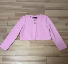 ZARA ピンク ノーカラージャケット Sのサムネイル