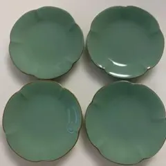 花びら型 緑色皿 4枚セット
