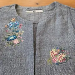 ツイード ノーカラージャケット