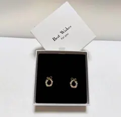 ピアス リボン パール 上品 ギフトボックス付き