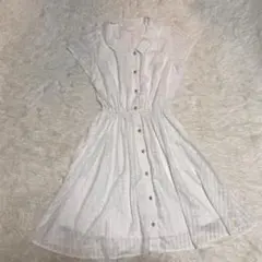 COLZA ホワイト チェック柄 ノースリーブワンピース M Honeysのサムネイル