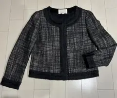 NATURAL BEAUTY ツイード　ウール混　ノーカラージャケット