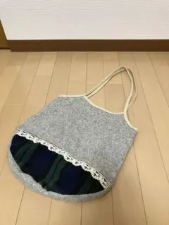 【限定価格‼️】ハンドメイド トートバッグ チェック柄 グレー 裏地あり