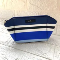 kate spade NEW YORK ケイトスペード ポーチ ボーダー ブルーのサムネイル