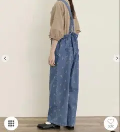 刺繍デニム　ヒッコリーサロペットパンツ　SM2 サマンサモスモス　オールインワン