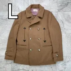 ナノユニバース　Pコート　ダブル仕様　キャメル　中綿入り　メンズ　Lサイズ