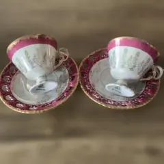 未使用品 第一陶器 翔山 金襴手 19.5cm 中皿 濃赤紫 ラズベリーピンク 