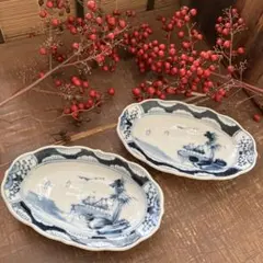 美濃焼 三洋陶器 龍峰 染付 祥瑞楕円皿2枚 - メルカリ