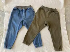 キッズ長ズボン2点セット（デニム・カーキ）無印良品