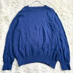 7517 良品✨長袖ニット カットソー メンズXL 大きいサイズ ブルー 綺麗め