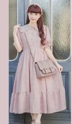 しまむら 青木美沙子 m petit ギンガムチェック 半袖ワンピース Lのサムネイル