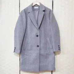 ハレ グレー チェスターコート やや厚手　毛 冬 オフィス