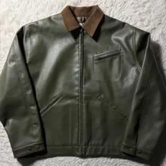 極美品■ backers レザージャケット　コーデュロイ　グリーン　L
