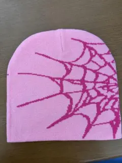 ビーニー　ニット帽　スパイダー　y2k　ピンク　冬　ストリート
