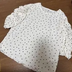 ドット柄パフスリーブシャツ Lサイズ