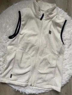 adidas フリース ジップアップベスト クリーム色