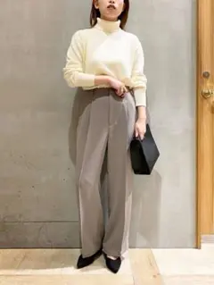 LEPSIM ピンタックカラーパンツ　ストレート　センタープレス　Ｌ