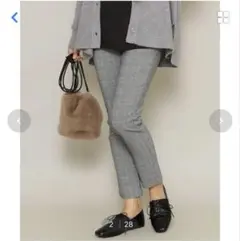 a.v.v 【裏起毛】ストレッチ美脚パンツ　XXS チェック柄　グレー系　秋冬