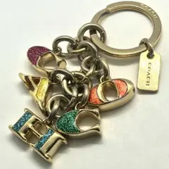 COACH キーリング バッグチャーム ロゴチャーム マルチカラー ゴールド