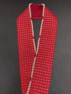 チェック模様のパール付き重ね襟　正絹シルク