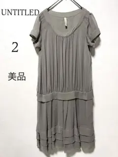 アンタイトル♡ティアードワンピース　パーティードレス　シアー　M 膝丈