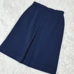 【c3886】CORDIER ひざ丈スカート フレア　ネイビー　オフィスのサムネイル