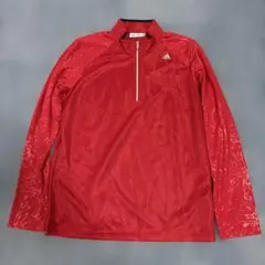 美品！adidasハーフジップ 長袖シャツ レッド レディースLLのサムネイル