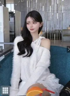 【未使用】GRL ワンショルフェザーニットリボントップス dr747