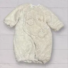 もこもこ ボア カバーオール ベビー 50〜70㎝ くま 刺繍 フードなし 防寒