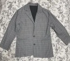 【美品】グレー系チェック テーラードジャケット
