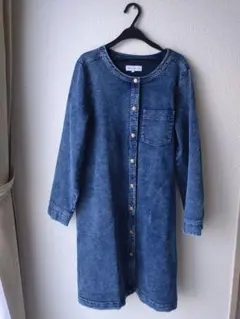 デニムシャツワンピース インディゴブルー