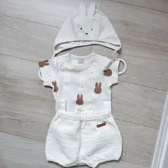 プティマイン　ミッフィープリントロンパース&帽子セット　3点セット　新品未使用