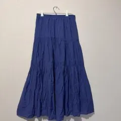 フリーサイズ　フレア　ロングスカート 紫　ウエスト総ゴム