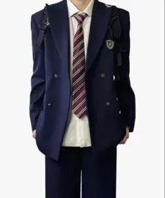 メンズ 学生服 2XL ブレザー上下セット ネイビー