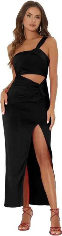 ワンショルダー ワンピース ドレス ブラック 黒 パーティー Lサイズ