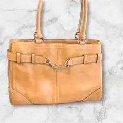 COACH コーチ オールレザー ハンドバッグ キャメル A4収納可
