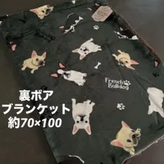 ★新品★ フレンチブルドッグ　フレブル　ボアブランケット　ふわふわ　グリーン