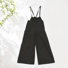 イーハイフンワールドギャラリー ワイドサロペット 肩紐調整可 黒色 10185☆のサムネイル