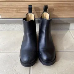 ブラックレザー サイドゴアブーツ