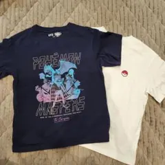 ポケモン　Tシャツ　半袖　紺色　白　ユニクロ　130センチ　2枚セット