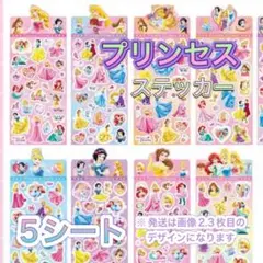 ディズニープリンセス⭐︎キラキラステッカー⭐︎5シート⭐︎新品未使用