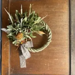 ドライフラワーしめ縄リース 約30cm