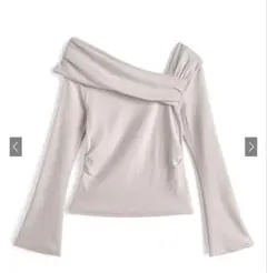 ワンショルダー ギャザー トップス　dk1512 アイボリー　Mサイズ