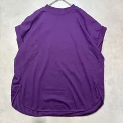j1189 ショコラフィネローブ フレンチスリーブTシャツ 紫 F ゆったり