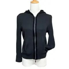 フォクシー FOXEY リブニット フード パーカー ベロアテープ