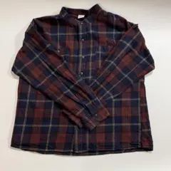 デビロック＊綿100% チェック柄 バンドカラー ネルシャツ