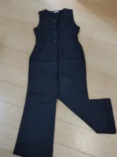 Vネック サロペット ブラック