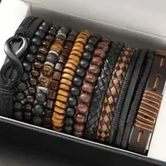 12点セット　ブレスレット ボヘミアン ビンテージ アジアン ブラック ブラウン
