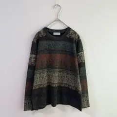 4117 Soliel dOr 総柄カットソー　長袖　クルーネック　秋冬