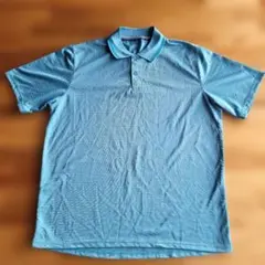 青いストレッチポロシャツ